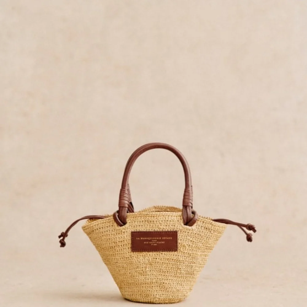 Sezane Justine Mini Basket Bag Natural Raffia - Size TU - Picture 4 of 5
